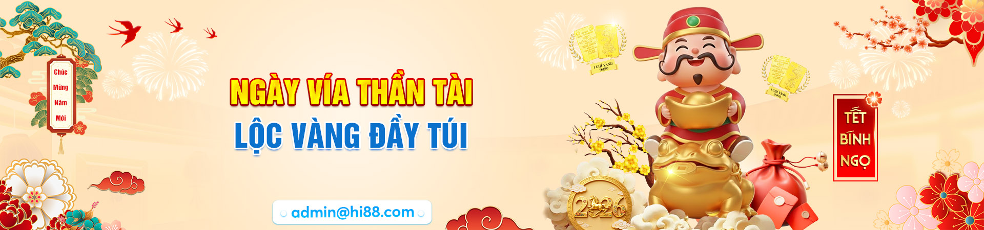 Banner vía thần tài 2026 cùng Hi88